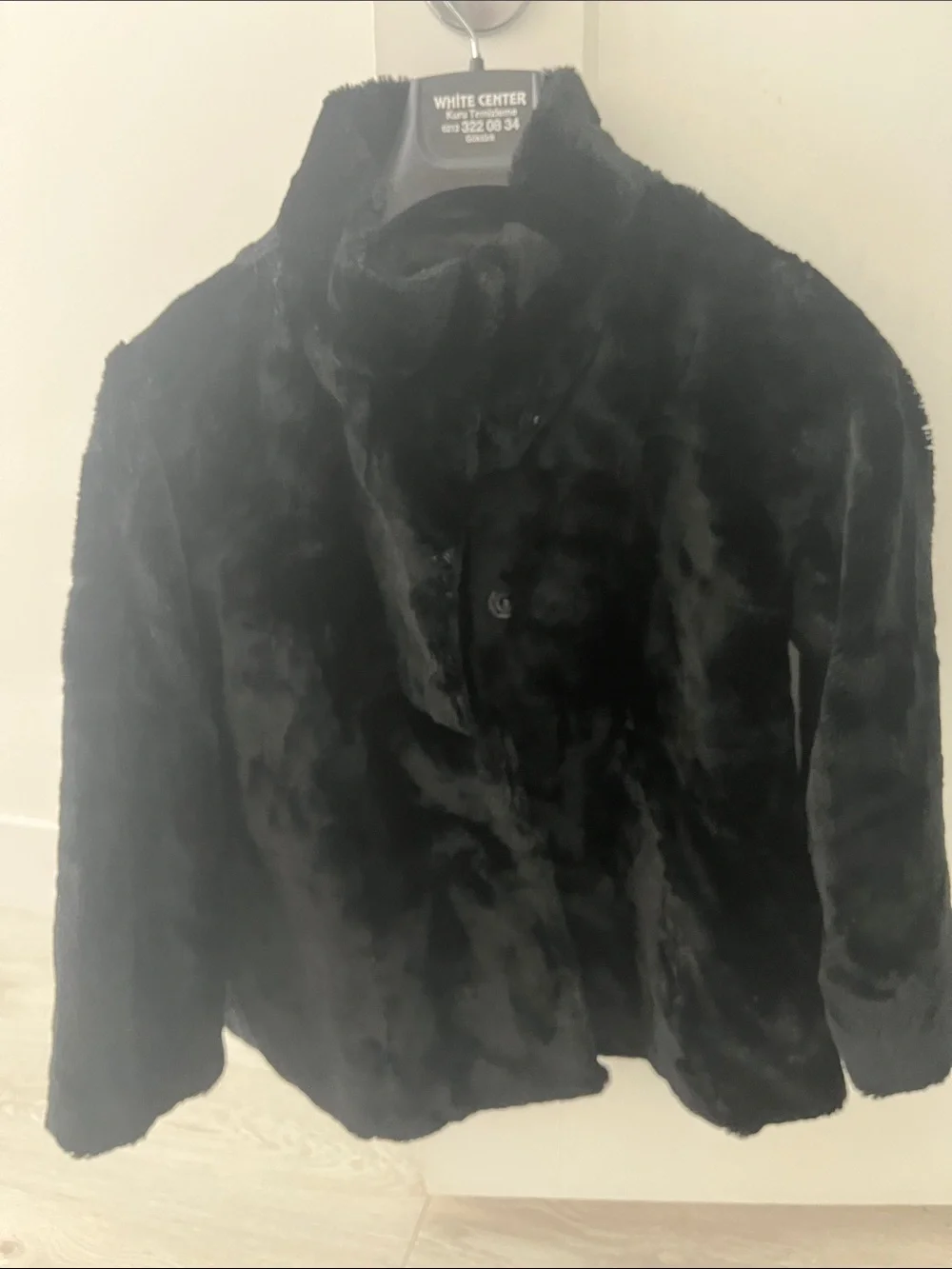 Black Faux Fur Button-Front Jacket